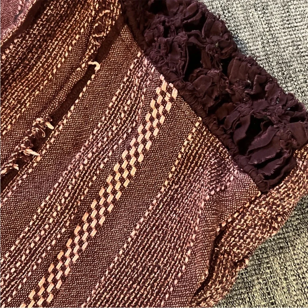 Free People Forever Yours Knit Stripe Tunic Sz Small Boho Burgundy